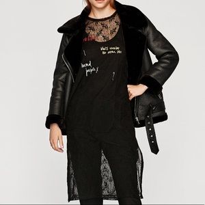 Zara lace long shirt with text